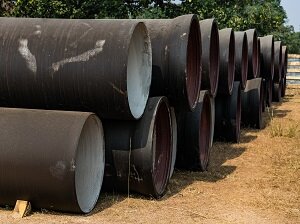 Stacked Pipes at Construction Site