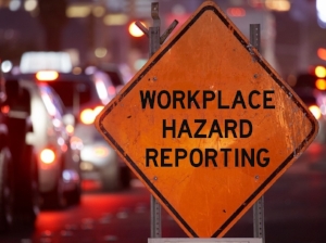 Workplace Hazard Reporting on Warning Sign, Traffic Scene