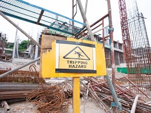 Tripping Hazard Warning Sign at Construction Site