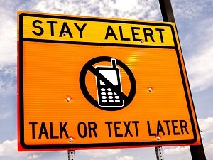 Stay Alert, Talk or Text Later, Warning Road Sign