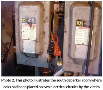 Debarker Room Where Locks Were Place on 2 Electrical Circuits