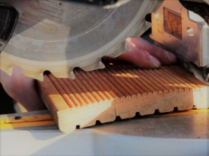 Fingers near chop saw blade