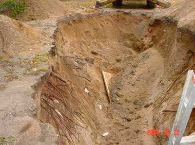 Picture of the trench after the deadly cave-in.
