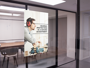 Safety Poster on Glass Window by Conference Room
