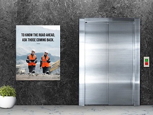 Safety Poster Outside Elevator