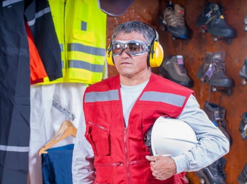 Worker Wearing Various PPE