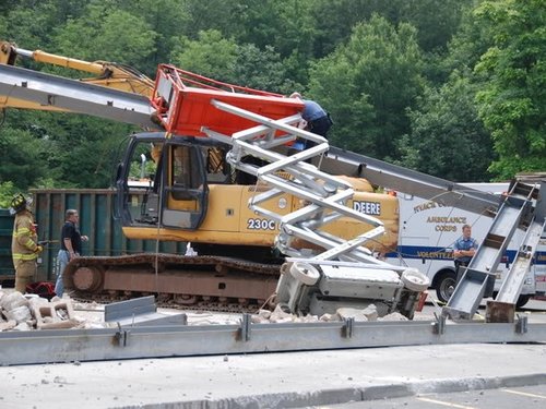 Scissor Lift Tip Over Accident Scene