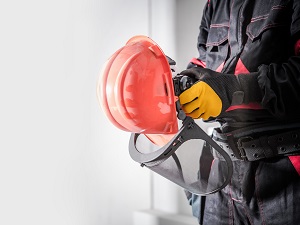 Face Shield and Hard Hat