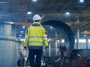 Industrial Worker Wearing Hard Hat