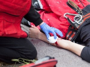 First Responder Providing First Aid