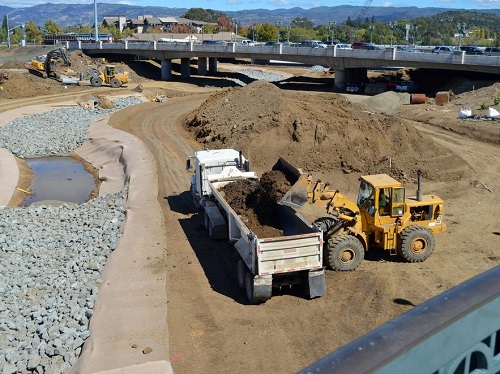 Loader and Dump Truck on Construction Site