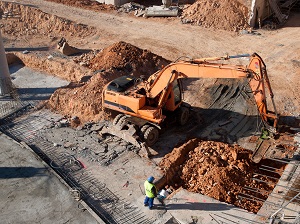 Excavator on Construction Site