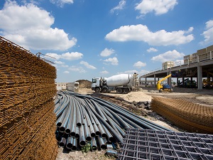 Materials like Pipe and Rebar at Construction Site