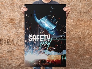 Man Holding Welding Safety Poster