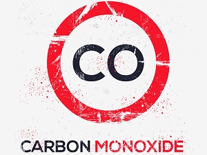 A graphic with the symbol for Carbon Monoxide.
