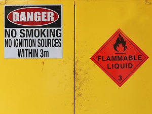 Flammable Liquid Cabinet with a Danger Side on the Front