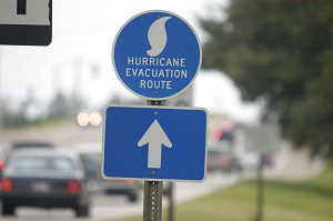 A road sign that says, "Hurricane Evacuation Route."