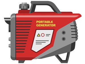 Graphic of a small, red portable generator.