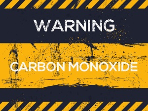 Yello and black carbon monoxide warning sign.