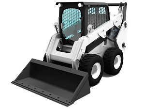 A white skid-steer loader.