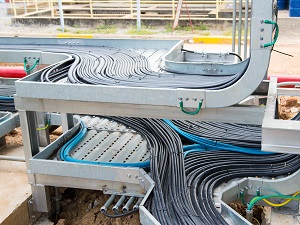 Cable trays being used in an outdoor environment.