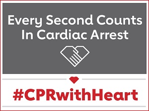 CPR Awareness Week Banner that says "Every Second Counts in Cardiac Arrest".