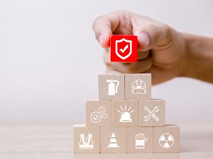 Building blocks that indicate workplace safety.