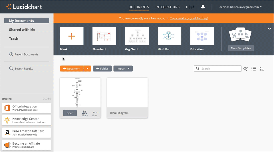 Lucidchart dashboard