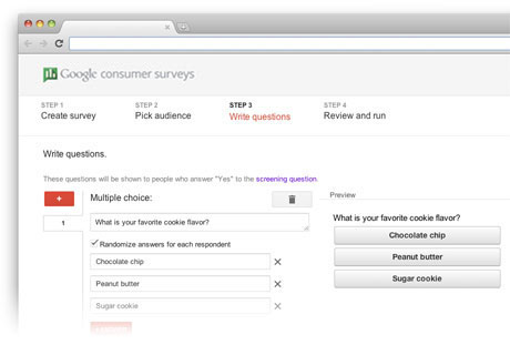 Google Consumer Survey Creator