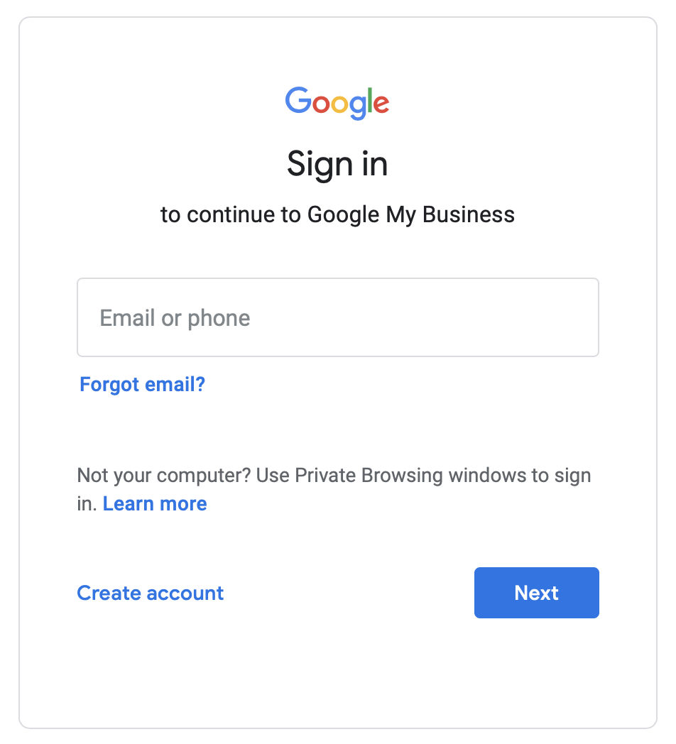 Sign in to manage google my business