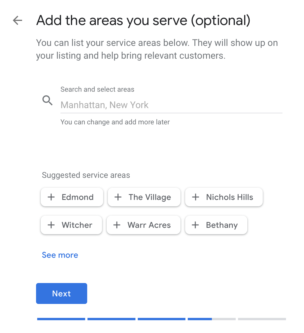 service areas form
