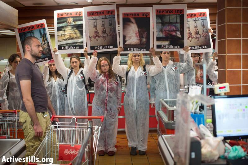 Activists with 269life converged in a grocery store to show the world that meat is not food. It's a violent crime.