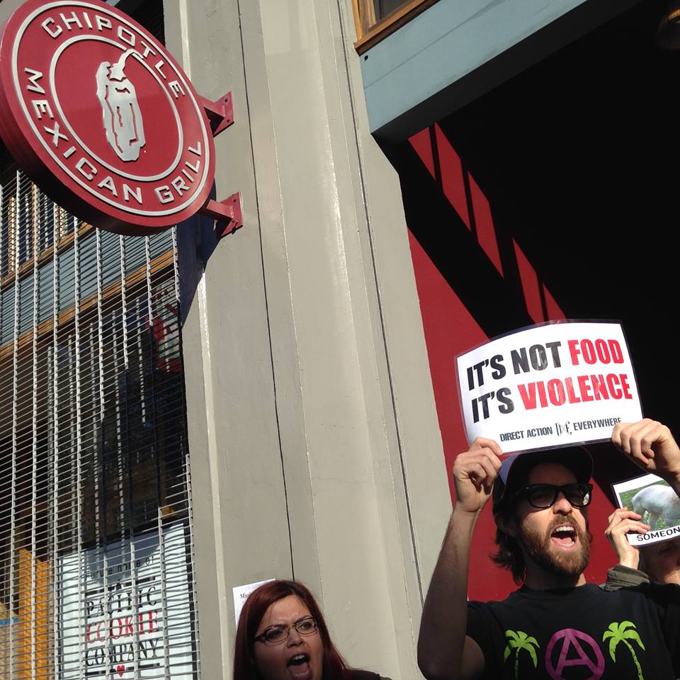 Ronnie (on the right) at a recent It's not Food, It's Violence demonstration.