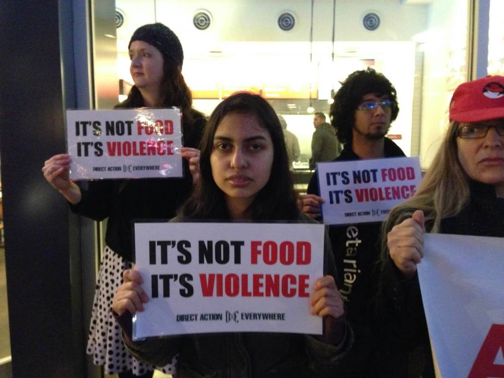 Activists at a recent Chipotle protest in San Francisco.