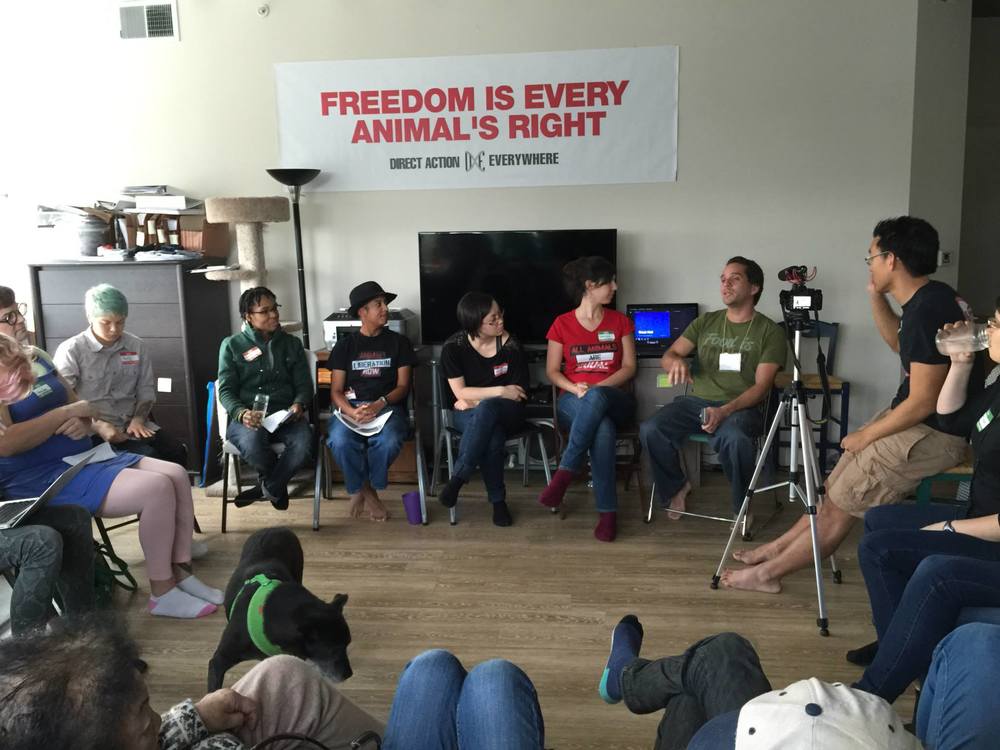 Open meeting about LGBTQ and AR intersectionality at DxE House. Photo by Jeff Vivero.