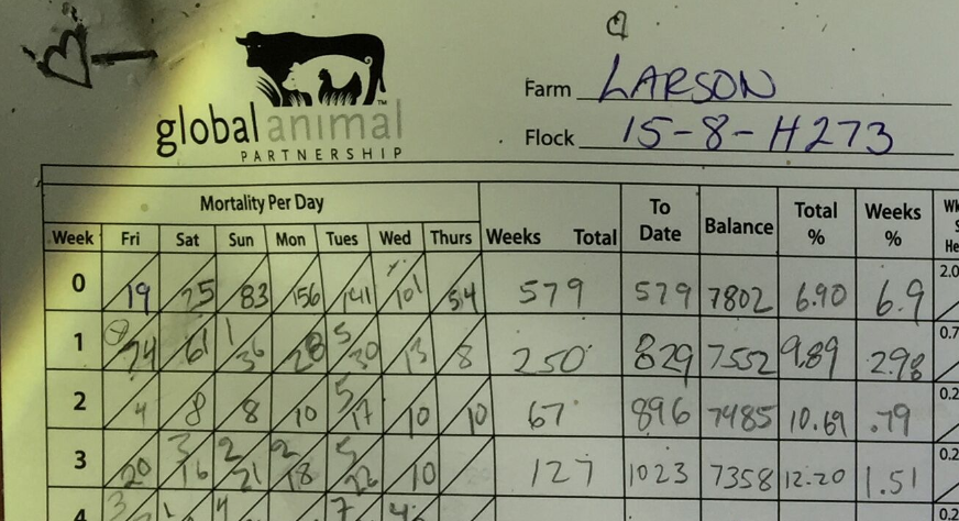Mortality records from the Whole Foods farm.