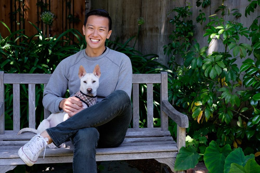 Wilson, the author, with Oliver, one of the dogs Direct Action Everywhere investigators rescued from Yulin.