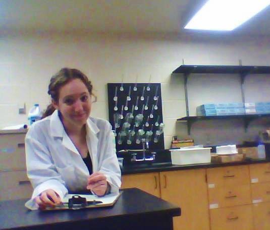 Mary Kate working in the animal testing lab