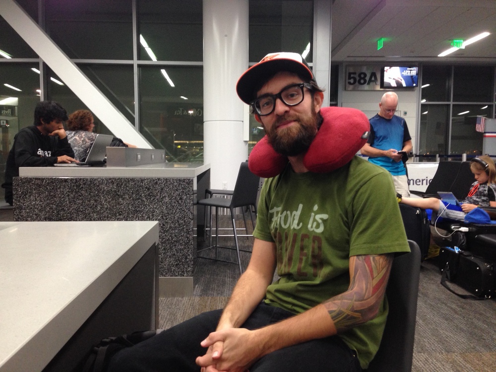 My co-organizer Ronnie, ready for the red eye flight.