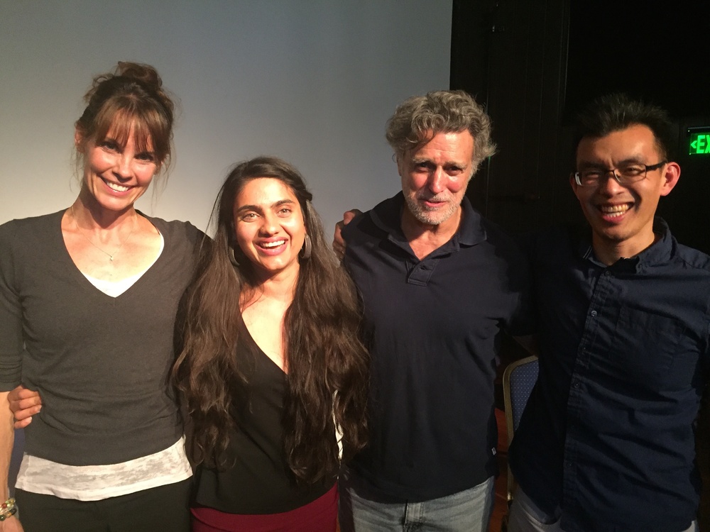 Alexandra Paul, DxE organizer Priya Sawhney, Last Chance for Animals' Chris DeRose and DxE co-founder Wayne Hsiung following Open Rescue Panel at DxE's 2016 Forum.