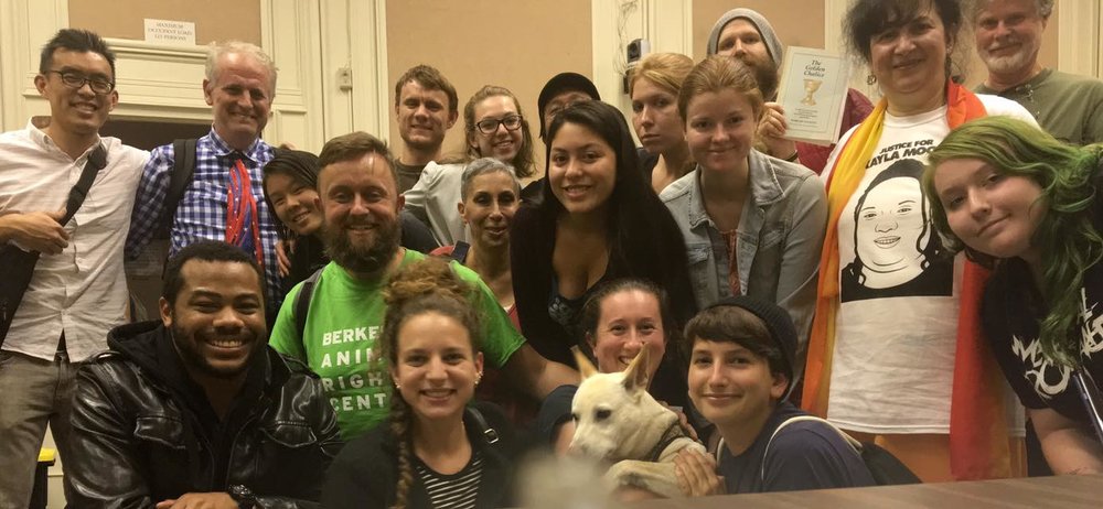 Only a dense network of local activists allowed us to fight through opposition and pass a resolution condemning the dog meat trade. The first of many animal resolutions in Berkeley!