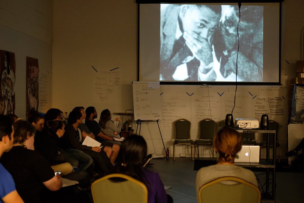 A nonviolence training at the Berkeley Animal Rights Center.