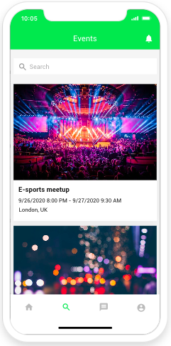 No code app Innevent mobile preview in Adalo