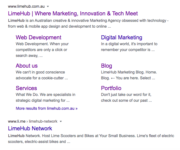 Example of Google Search Results