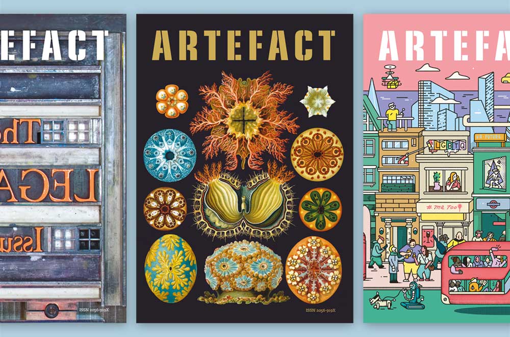 A selection of front covers for Artefact magazine.