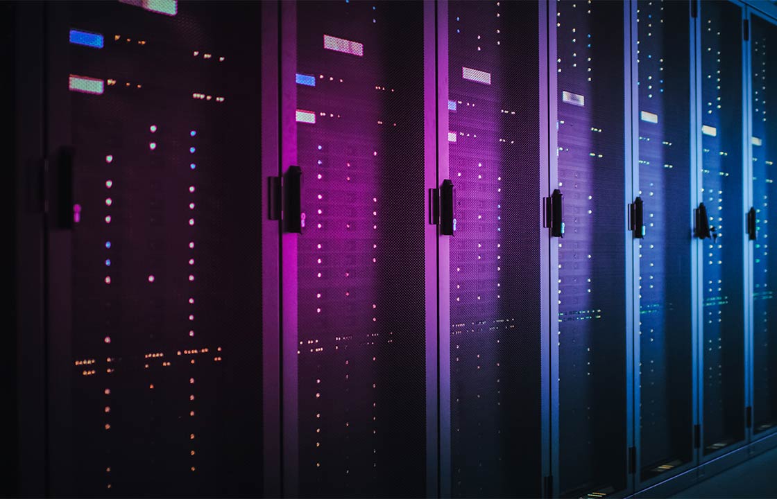 A data centre with lots of servers