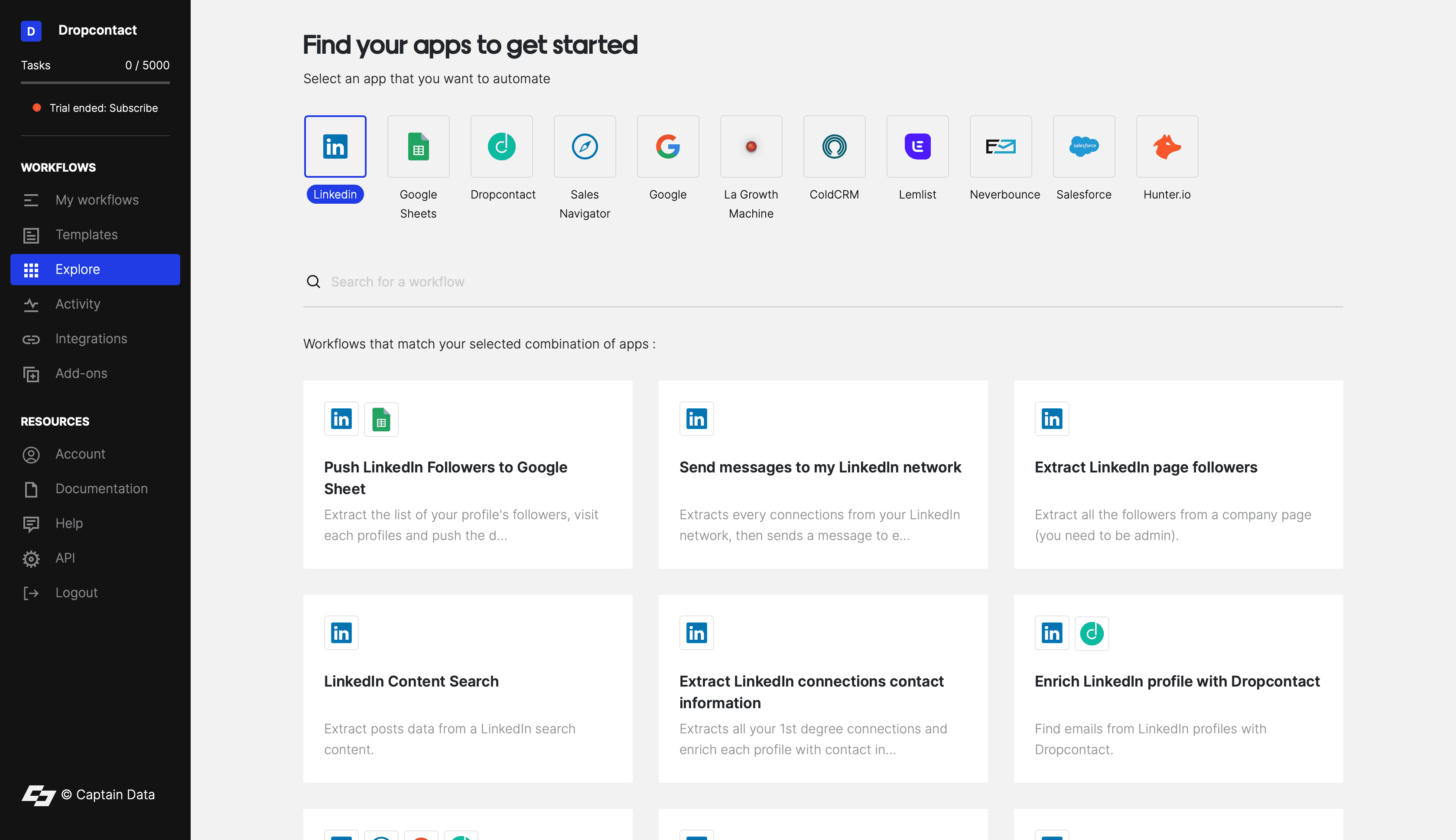 Captain Data - LinkedIn automation et multi canal : Cold Email