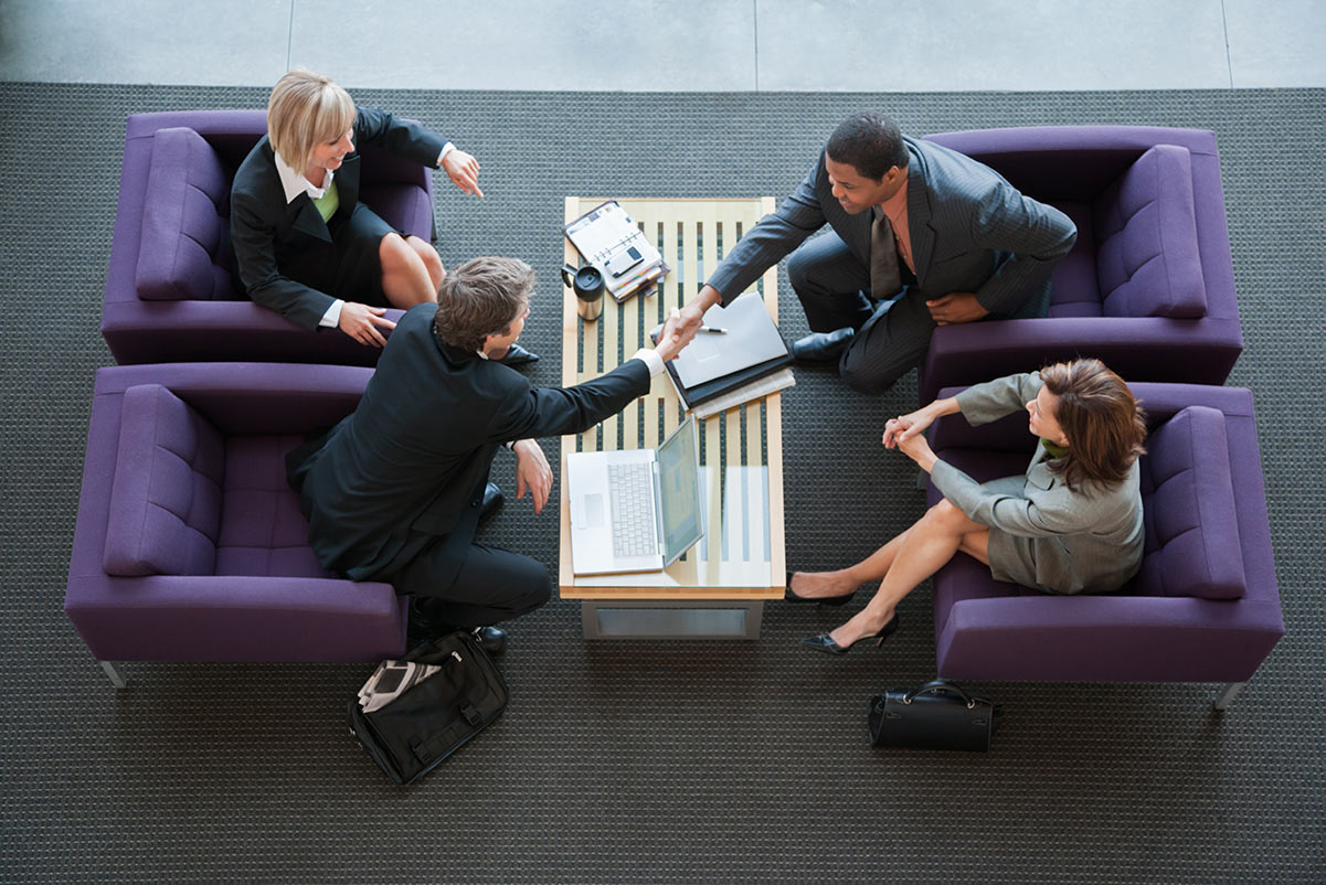A meeting at a lobby