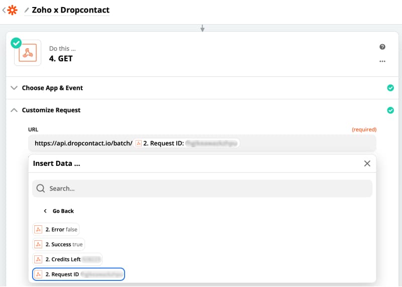 Connect Dropcontact to Zoho with your API key