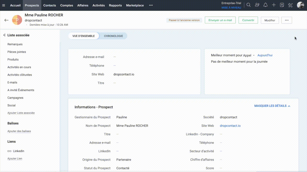 Integrate Dropcontact with Zoho CRM